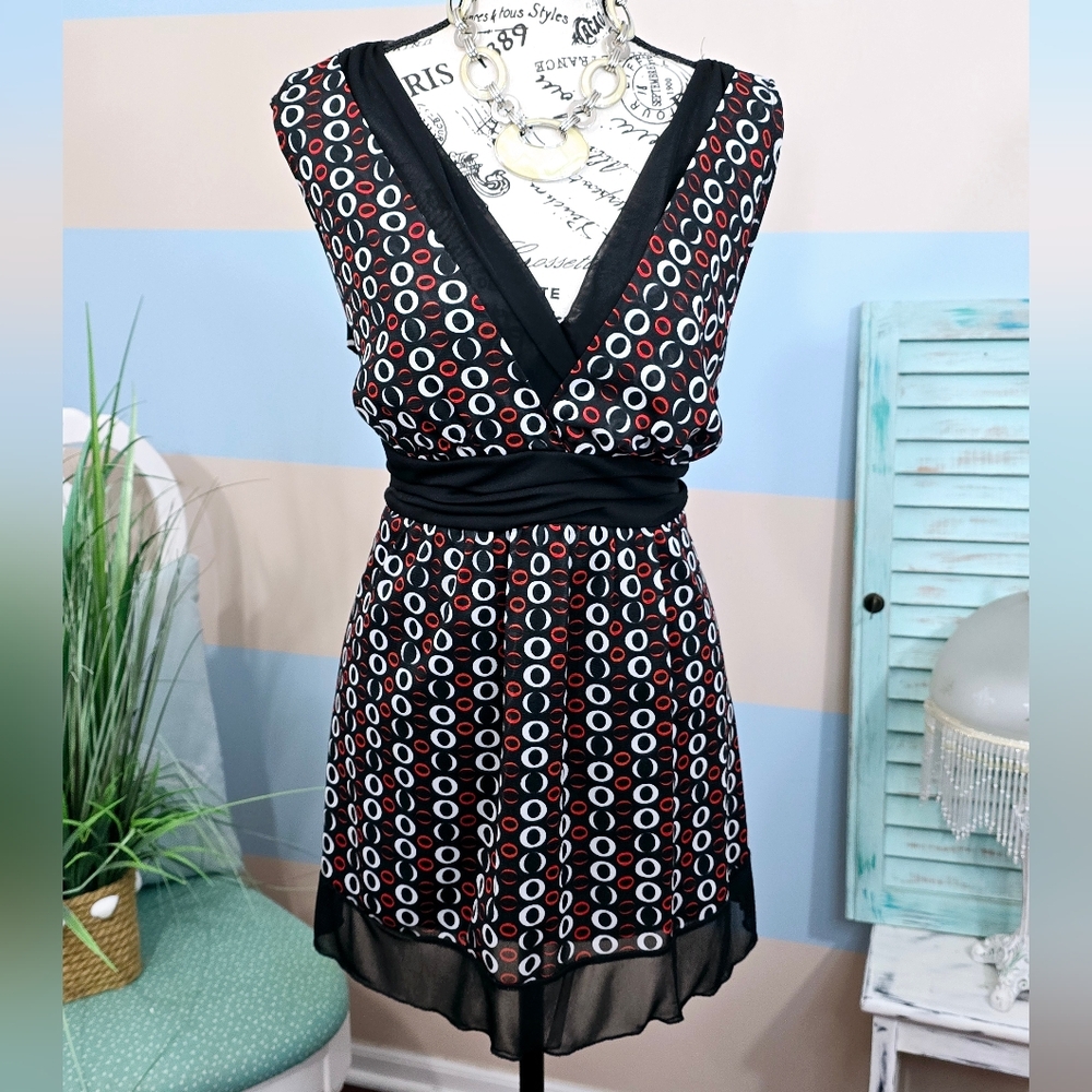 Studio 1940 Plus Size Printed Baby Doll Blouse